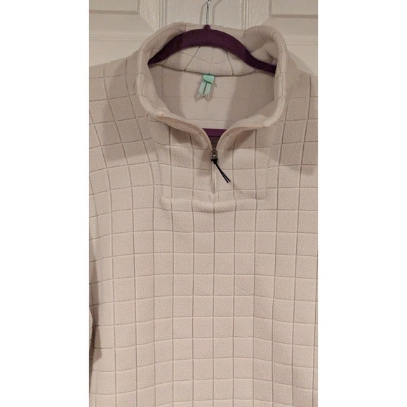 Lululemon Grid Fleece 1/4 Zip Pullover Light Beige Casual Athleisure Top 12 - Picture 2 of 6